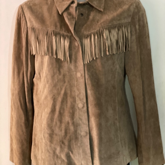 Alfani Jackets & Blazers - Alfani Tan Suede Leather Jacket w/Fringe